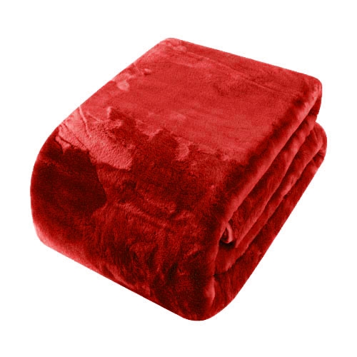 Koc akrylowy - Gruby i ciepły - Czerwony- gładki 160x210